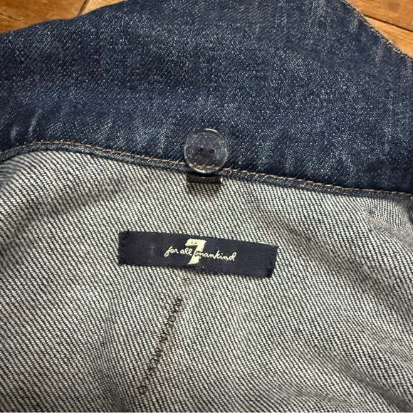 7 for all mankind women’s denim Jean jacket fringed cropped bottom size small - Picture 9 of 9